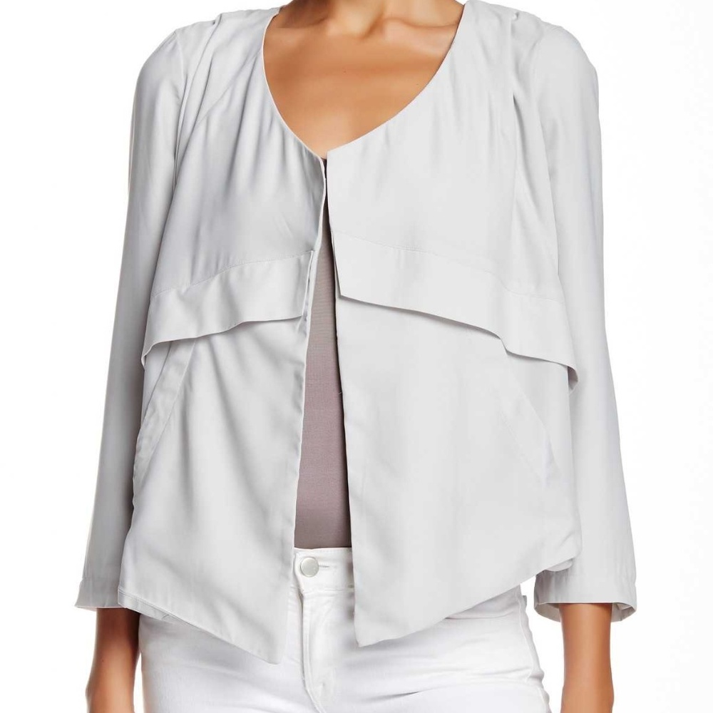 Grey Lunar Silky Blazer Open Front Jacket Valette